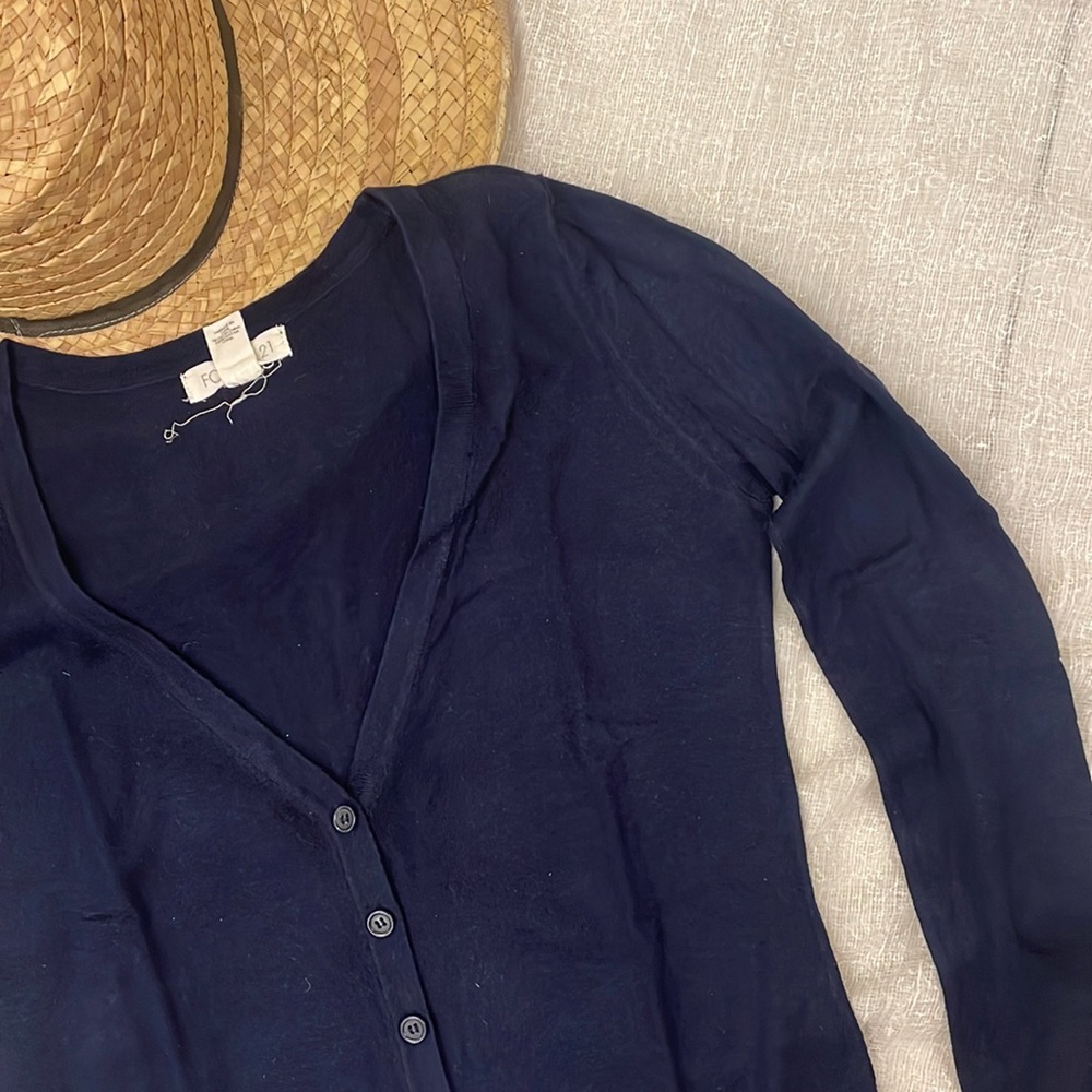 FOREVER21 front open V-neck sweater - Picture 3 of 7